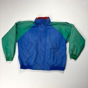 Vintage Fieldmaster Mens Windbreaker Jacket Blue Green Sz XL Lined Rare Outdoors